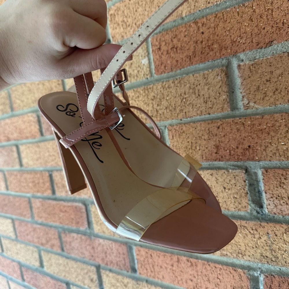 So Me Blush and Clear Strap Heels